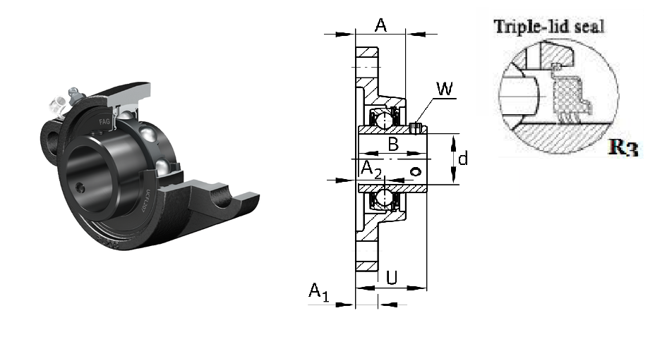 картинка Подшипниковый узел UCFL210R3 