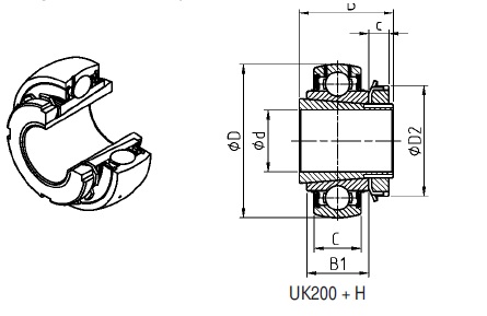 картинка Подшипник UK208G2H 