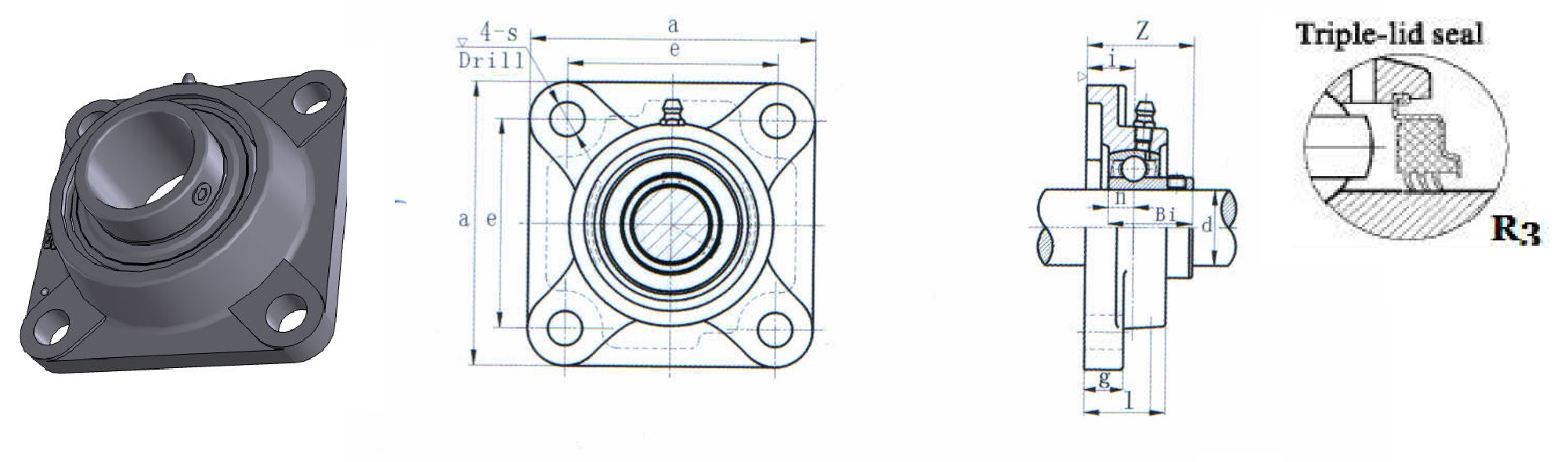 картинка Подшипниковый узел SBF206-20R3 