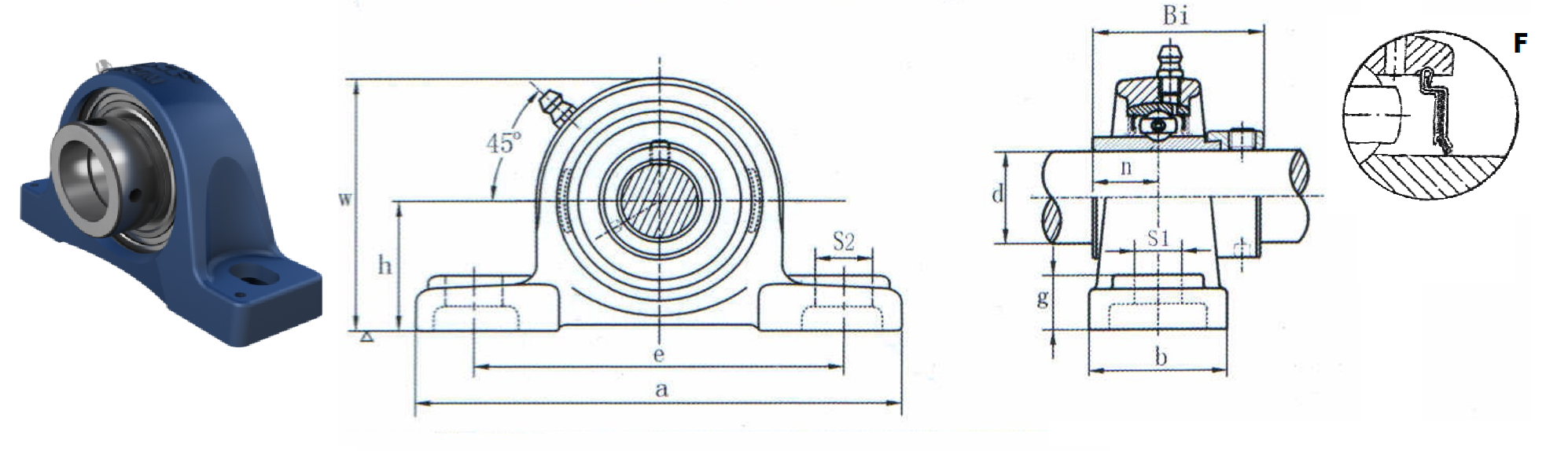 картинка Подшипниковый узел HCP208-24F 
