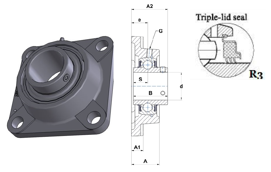 картинка Подшипниковый узел UCF206-18R3 Heavy duty 