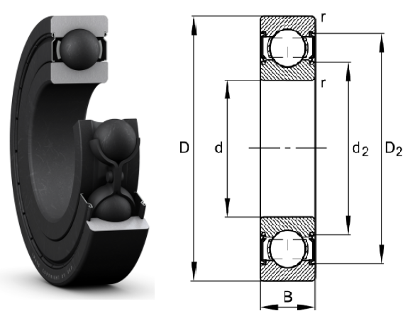 картинка Подшипник 6202BHT2RS150° 