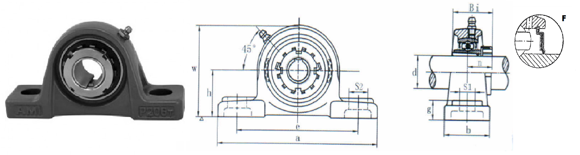 картинка Подшипниковый узел UKP208+HS2308F 