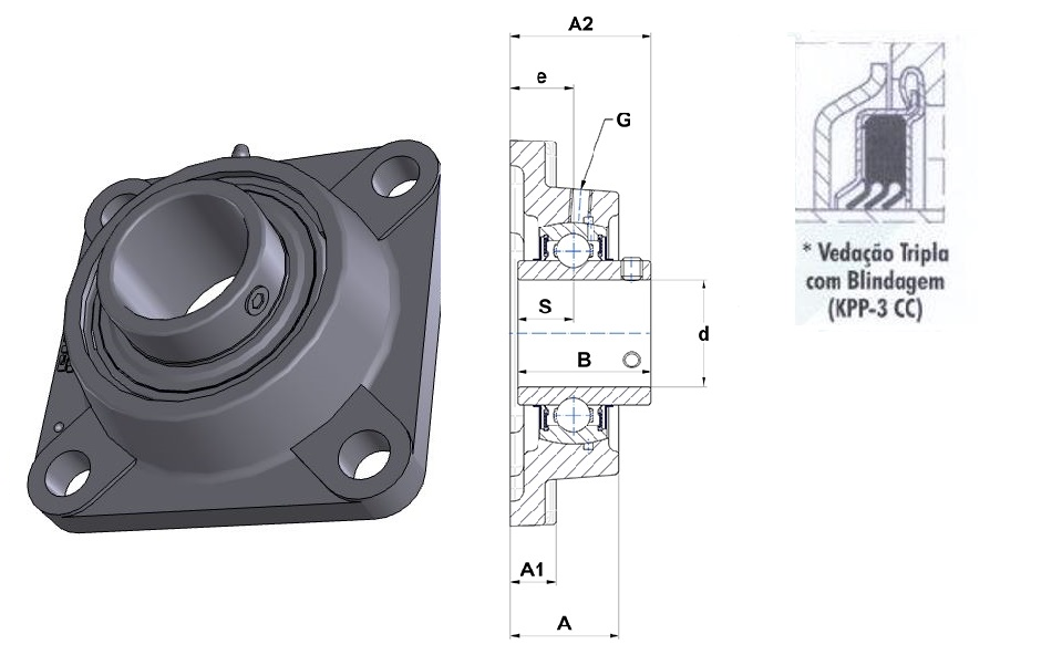 картинка Подшипниковый узел UCF208KPP-3-CC Heavy duty 