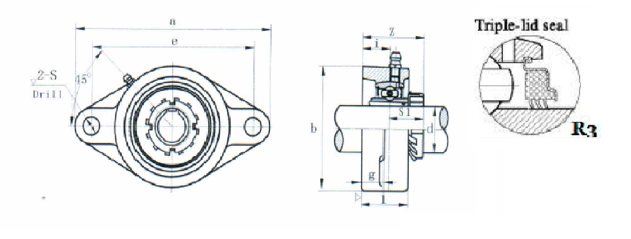 картинка Подшипниковый узел UKFL208+HS2308R3 