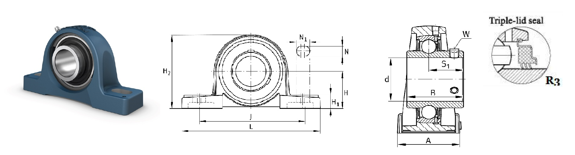 картинка Подшипниковый узел UCP205-14R3 
