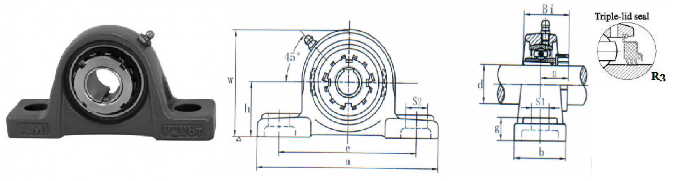 картинка Подшипниковый узел UKP208+HS2308R3 Heavy duty 