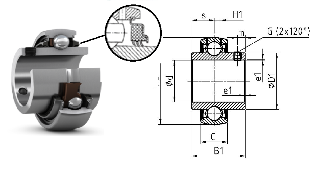 картинка Подшипник UC212R3 