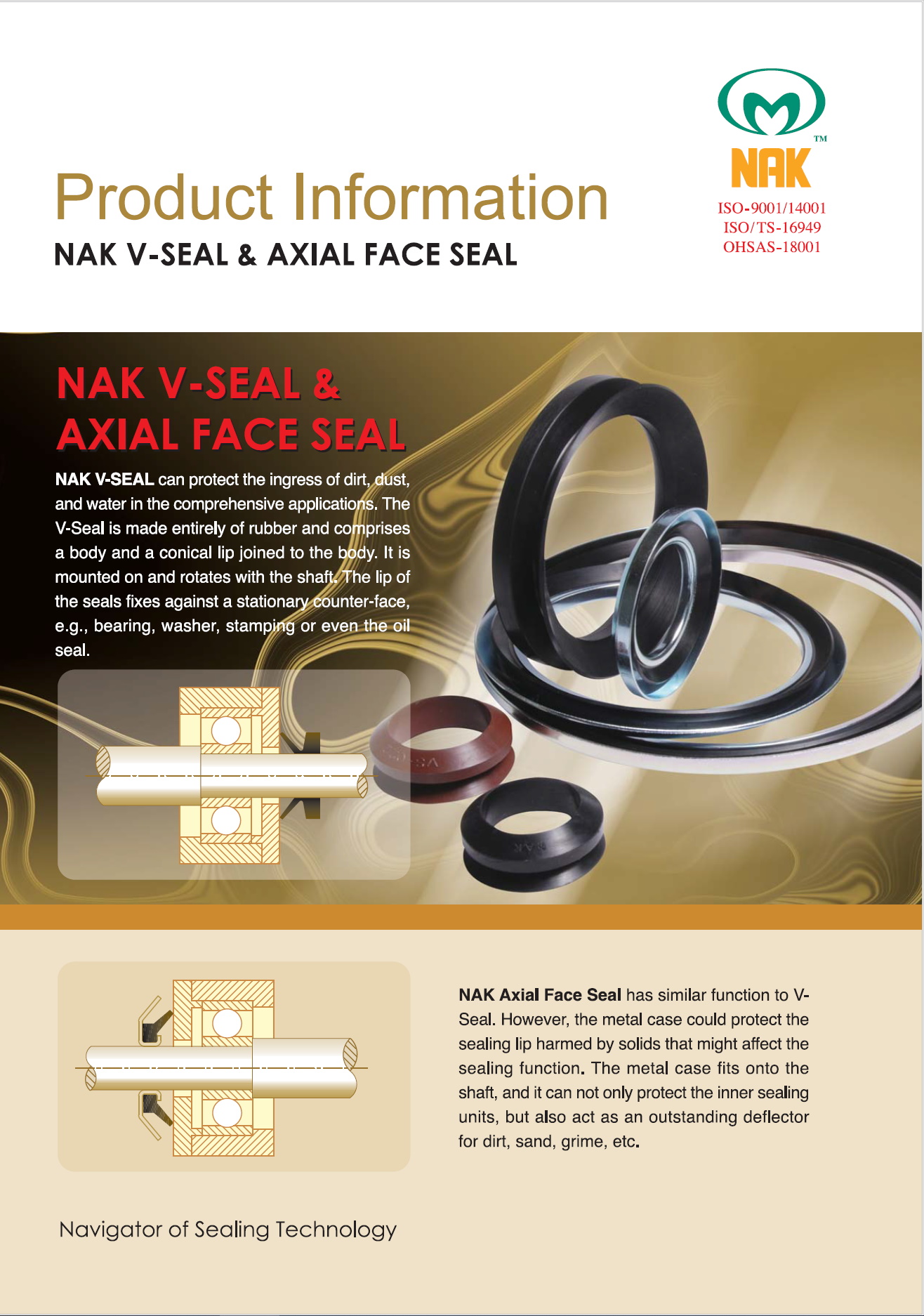 Nak v seal and axial face seal